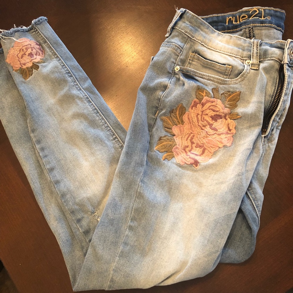 Floral Decal Jeans